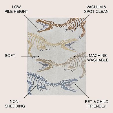 Kingdarr T-rex Modern Kids Machine-washable Area Rug