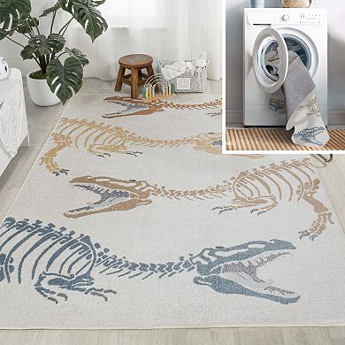 Kingdarr T-rex Modern Kids Machine-washable Area Rug