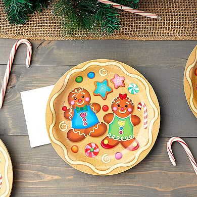 80-Pack Gingerbread Christmas Paper Plates, 9 Inches Decorative Paper Plates