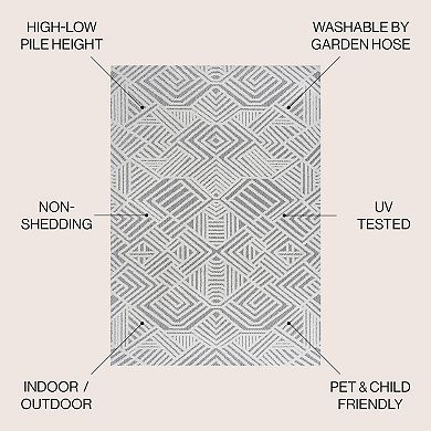 Jordan High-low Pile Art Deco Geometric Indoor/outdoor Area Rug