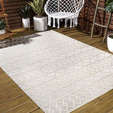 Aylan High-low Pile Knotted Trellis Geometric Indoor/outdoor Area Rug
