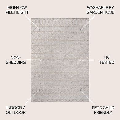 Aylan High-low Pile Knotted Trellis Geometric Indoor/outdoor Area Rug