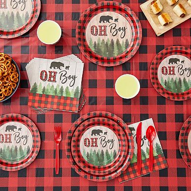 100 Pack Napkins With Buffalo Plaid Design, Lumberjack Decorations, 6.5 In