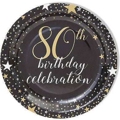 80th Birthday Party Paper Plates (9 Inches, 80 Pack)