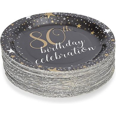80th Birthday Party Paper Plates (9 Inches, 80 Pack)