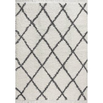 Gabrielle Mercer Shag Plush Tassel Moroccan Geometric Trellis Area Rug