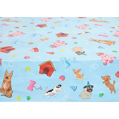 3 Pack Puppy Dog Themed Party Tablecloth (54 X 108 In, Rectangle)