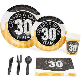 168 pc 30th Birthday Plates, Napkins, Cheers And Beers To 30 Years Party