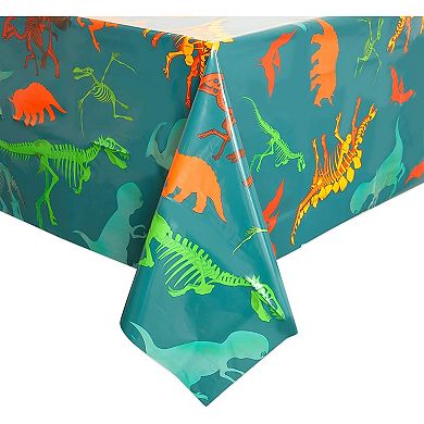Disposable Dinosaur Tablecover For Birthday Party (54 X 108 In, 3 Pack)