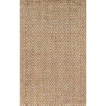 Hira Hand Woven Diamond Chunky Jute Area Rug