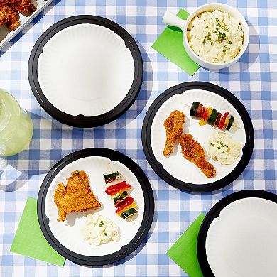 Set Of 20 Reusable Plastic Plate Holders For Paper Plates, Black, 10 In