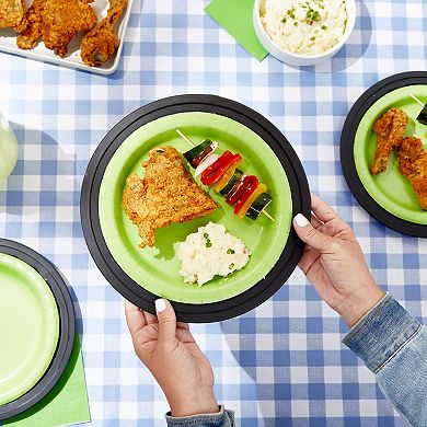 Set Of 20 Reusable Plastic Plate Holders For Paper Plates, Black, 10 In