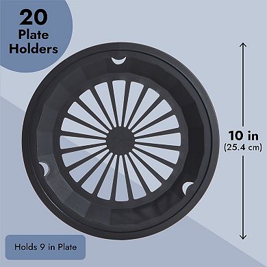 Set Of 20 Reusable Plastic Plate Holders For Paper Plates, Black, 10 In
