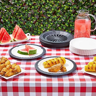 Set Of 20 Reusable Plastic Plate Holders For Paper Plates, Black, 10 In