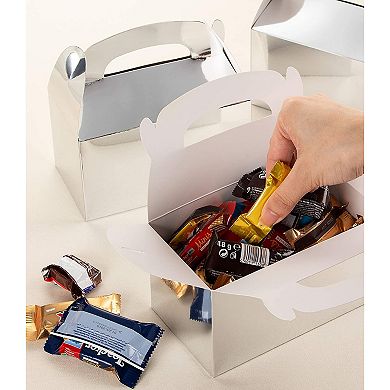 24-pack Silver Metallic Foil Treat Boxes For Wedding And Birthday Party