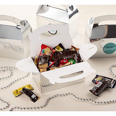24-pack Silver Metallic Foil Treat Boxes For Wedding And Birthday Party