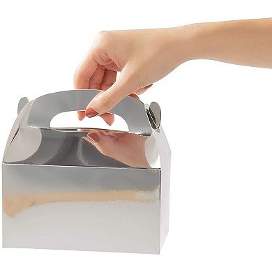 24-pack Silver Metallic Foil Treat Boxes For Wedding And Birthday Party