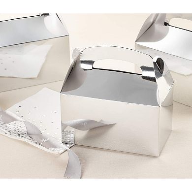 24-pack Silver Metallic Foil Treat Boxes For Wedding And Birthday Party
