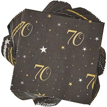 100 pc 70th Themed Paper Napkin 6.5" For Birthday Or Anniversary Tableware Décor