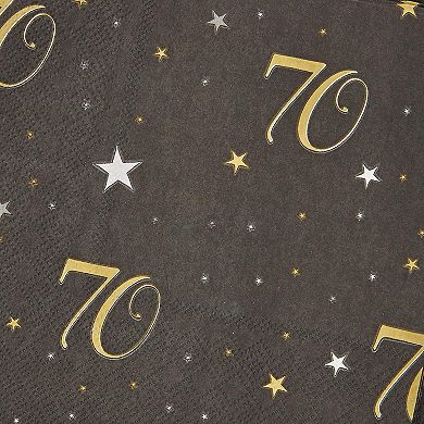 100pcs 70th Themed Paper Napkin 6.5" For Birthday Or Anniversary Tableware Décor
