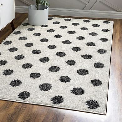 Pere Modern Charcoal Dot Shag Area Rug