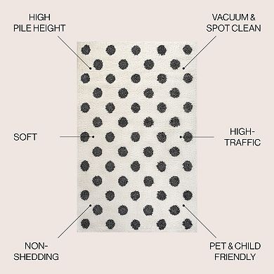Pere Modern Charcoal Dot Shag Area Rug