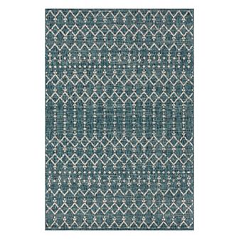 Ourika Moroccan Geometric Textured Weave Light Indoor/Outdoor Area Rug