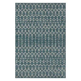 Ourika Moroccan Geometric Textured Weave Light Indoor/Outdoor Area Rug