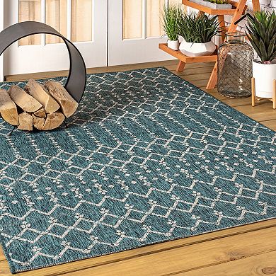 Ourika Moroccan Geometric Textured Weave Light Indoor/Outdoor Area Rug