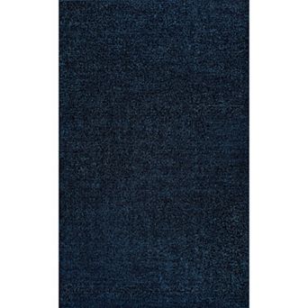 Haze Solid Low Pile Area Rug Black