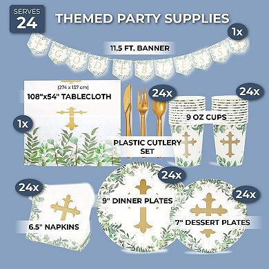 170-piece Disposable Dinnerware Set For Religious Party Decorations, Serves 24