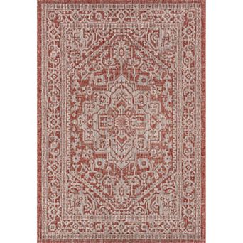 Sinjuri Medallion Textured Weave Indoor/outdoor Area Rug