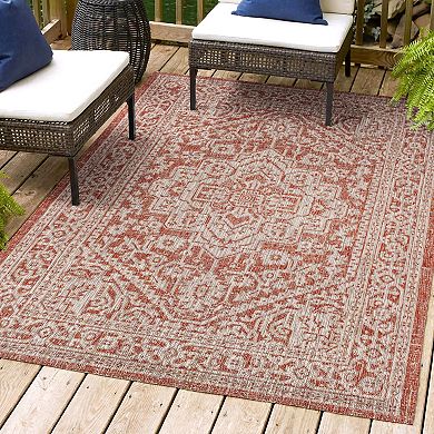 Sinjuri Medallion Textured Weave Indoor/outdoor Area Rug