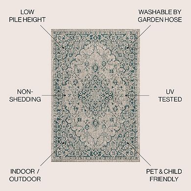 Rozetta Boho Medallion Textured Weave Indoor/outdoor Area Rug