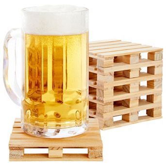 6 Pack Mini Wooden Pallet Coasters For Hot And Cold Drinks, Beverages