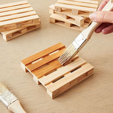 6 Pack Mini Wooden Pallet Coasters For Hot And Cold Drinks, Beverages
