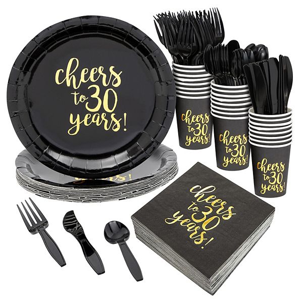 144-piece 30th Birthday Party Supplies With Plates, Napkins, Cups, Cutlery