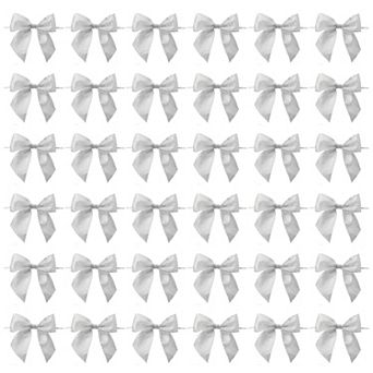 36 Pack Silver Organza Bow Twist Ties for Favors and Treat Bags (4 x 3 in