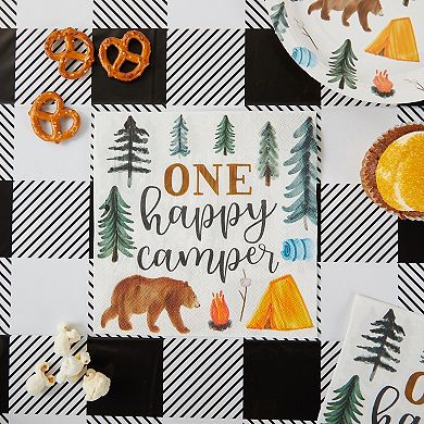 Camping Napkins For 1st Birthday Party Supplies, One Happy Camper (6.5 In, 100x)