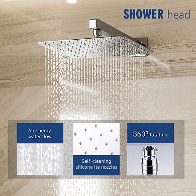 10" Wall Mounted Rain Shower System Set Handheld Spray