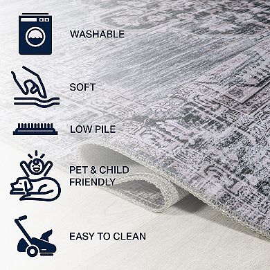 Bausch Bohemian Distressed Chenille Machine-washable Area Rug