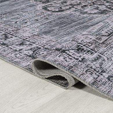Bausch Bohemian Distressed Chenille Machine-washable Area Rug