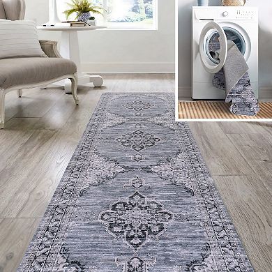 Bausch Bohemian Distressed Chenille Machine-washable Area Rug