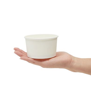 100 Pack Ice Cream Paper Cups, Disposable Sundae Dessert Yogurt Bowls, 8oz White