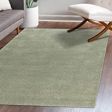Haze Solid Low Pile Area Rug Green