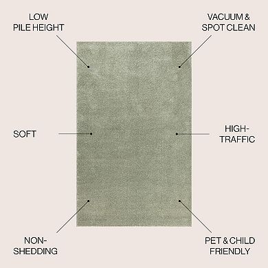 Haze Solid Low Pile Area Rug Green