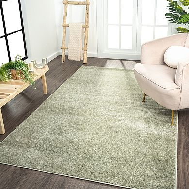 Haze Solid Low Pile Area Rug Green