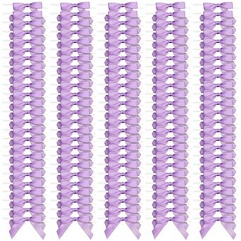 100 Pack Light Purple Satin Bow Twist Ties With Twist Ties For Treat Bags, 3"