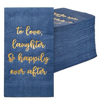 100 Pack Wedding Cocktail Napkins For Reception Party, Navy Blue, 4 X 8 in