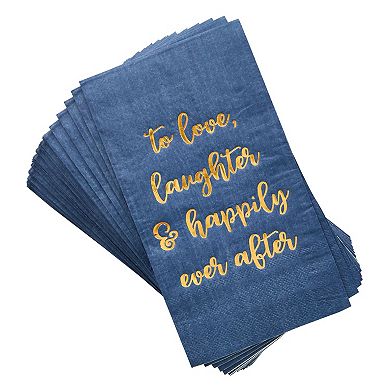 100 Pack Wedding Cocktail Napkins For Reception Party, Navy Blue, 4 X 8 In